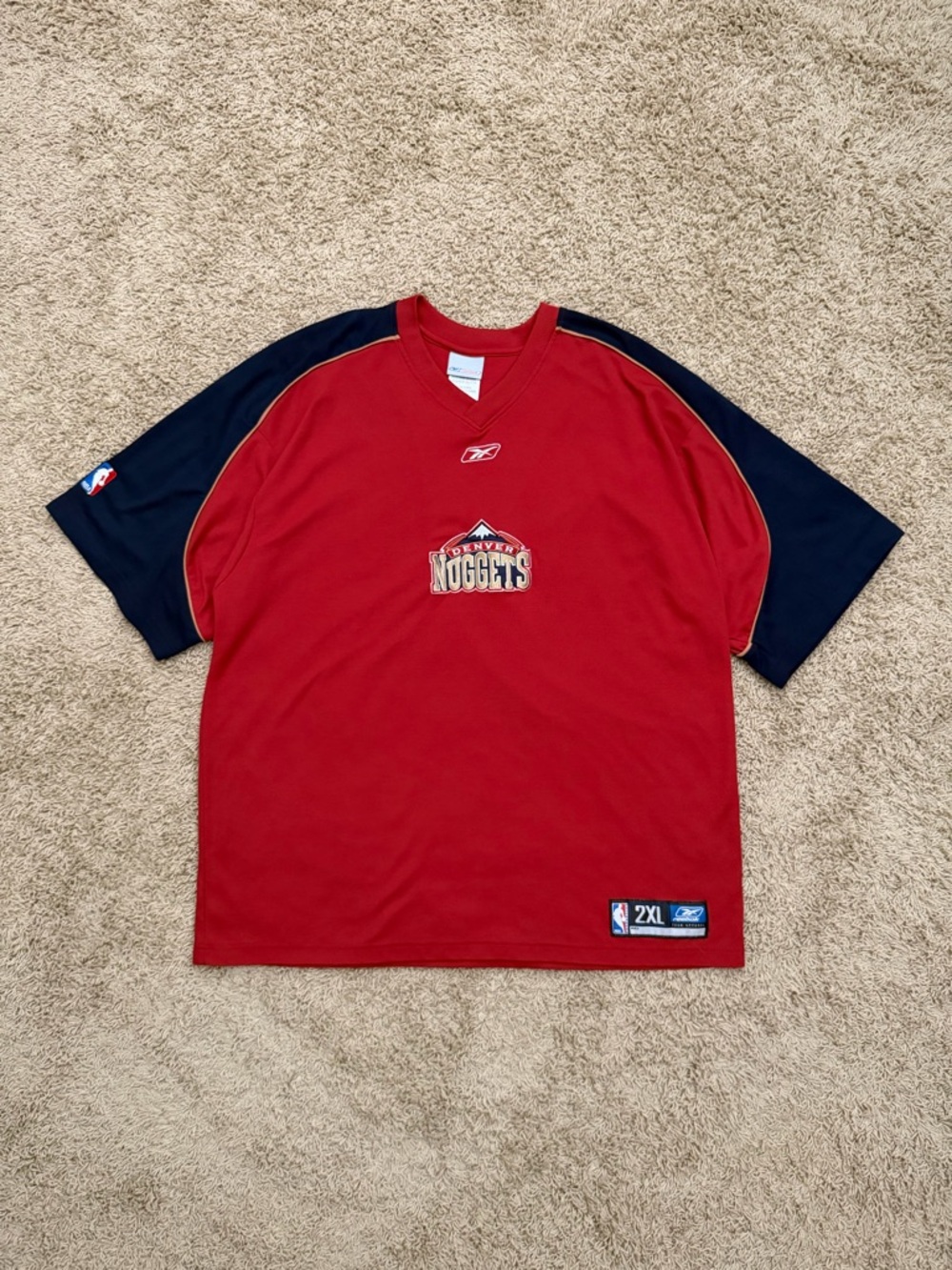 Vintage 90s DENVER NUGGETS Embroidered NBA Warm-Up Jersey Shooting Shirt Men 2XL